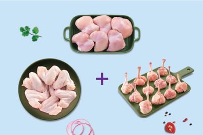 Triple Combo: (380g Chicken Thigh Boneless + 480g Chicken Winglets + 230g Chicken Lollipop)