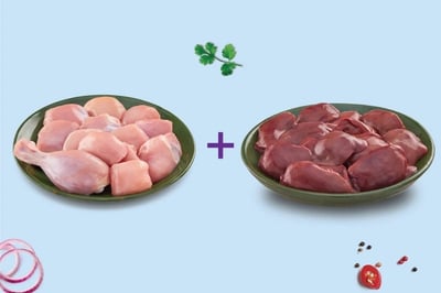 Combo: (Fresh Chicken Skinless Curry Cut 750g Pack + Chicken Liver 1kg Pack)