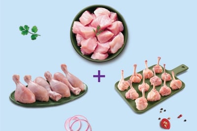 Triple Combo: (300g Boneless Chicken Cubes + Chicken Drumsticks (Pack of 6) + 230g Chicken Lollipop with partial skin)